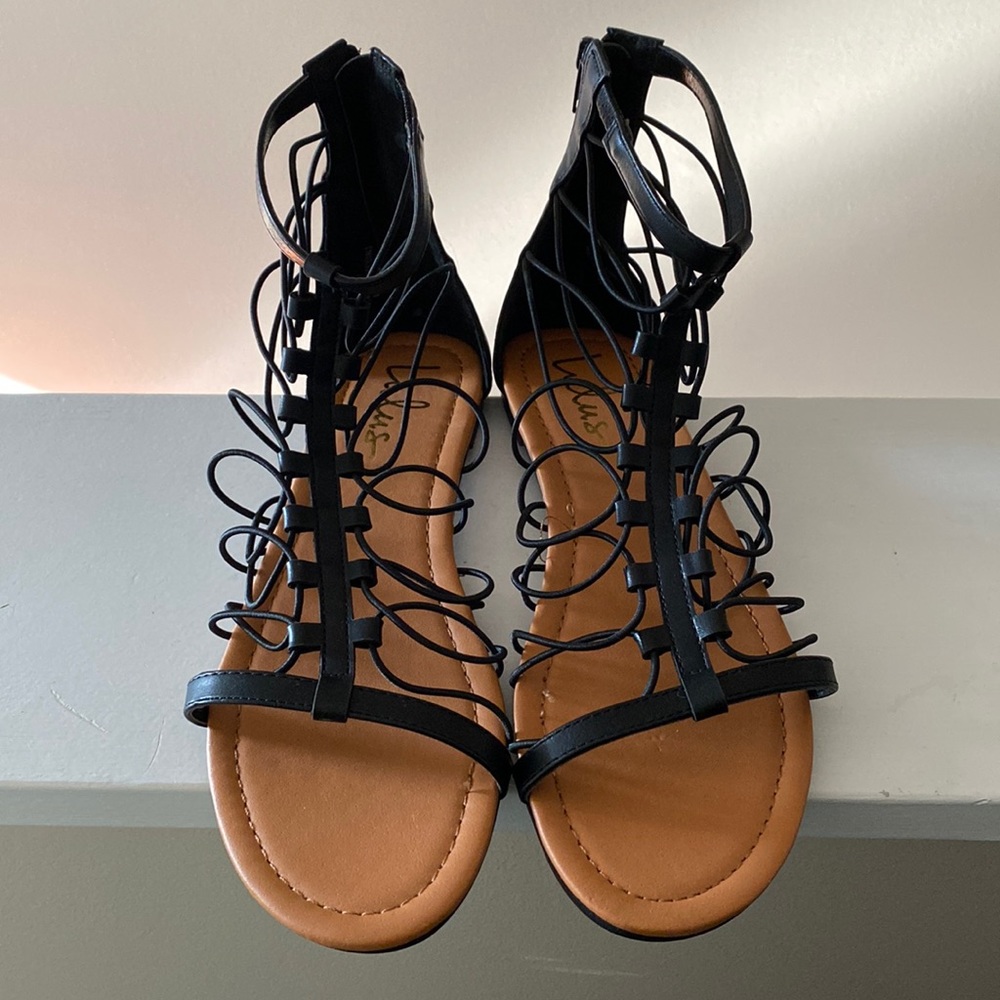 LuLu’s Jora Cognac Gladiator Sandals